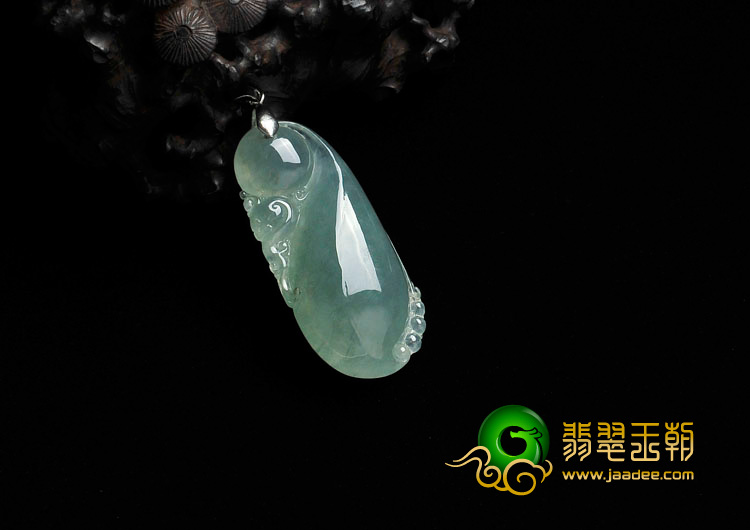 冰种晴水缅甸翡翠如意寿挂件