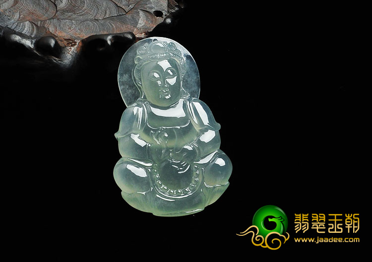 冰种晴水缅甸翡翠观音挂件