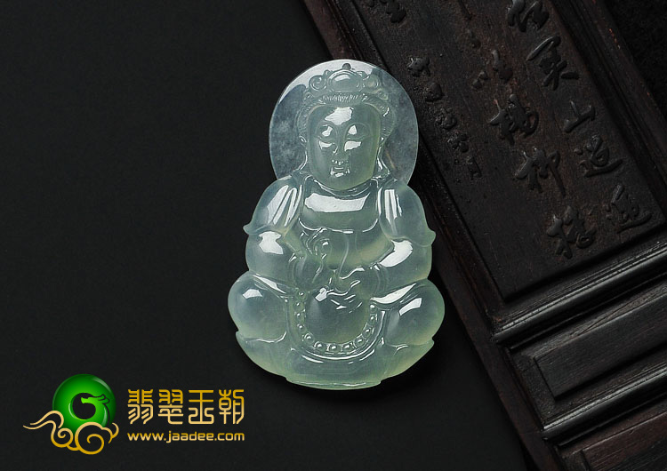 冰种晴水缅甸翡翠观音挂件