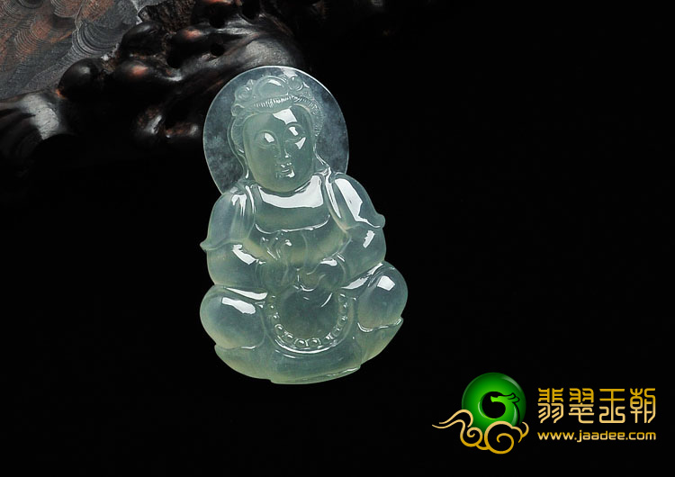 冰种晴水缅甸翡翠观音挂件