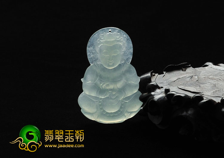 冰种晴水缅甸翡翠观音挂件