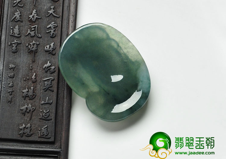 冰种蓝晴水略飘花缅甸翡翠观音头挂件