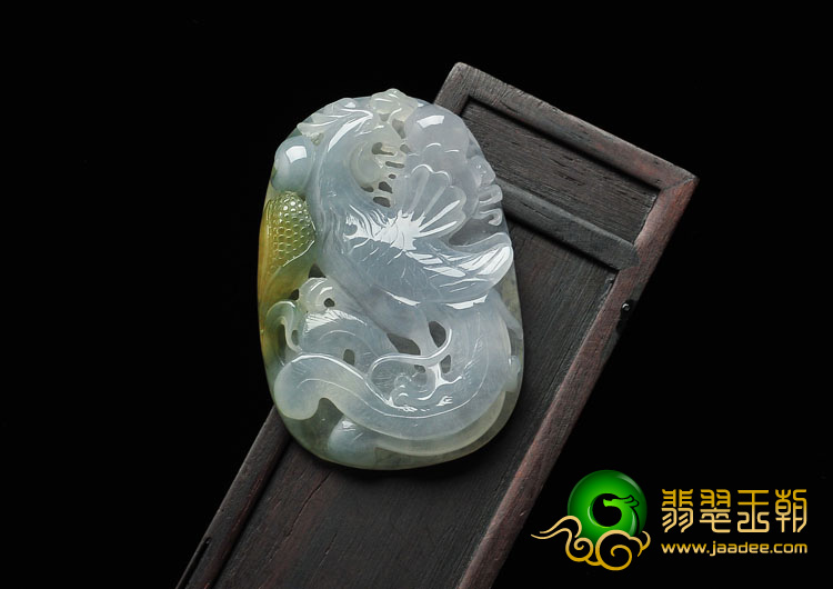 糯冰种紫罗兰黄翡缅甸翡翠丹凤朝阳挂件