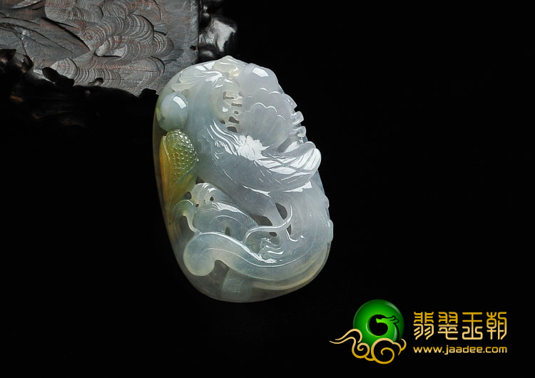 糯冰种紫罗兰黄翡缅甸翡翠丹凤朝阳挂件