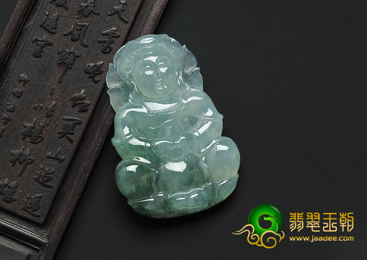 冰种晴水飘花缅甸翡翠观音挂件