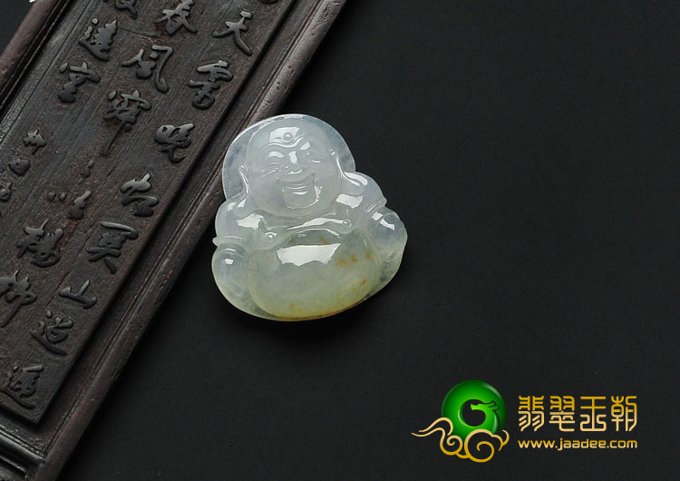 糯冰种飘黄花缅甸翡翠玉佛挂件