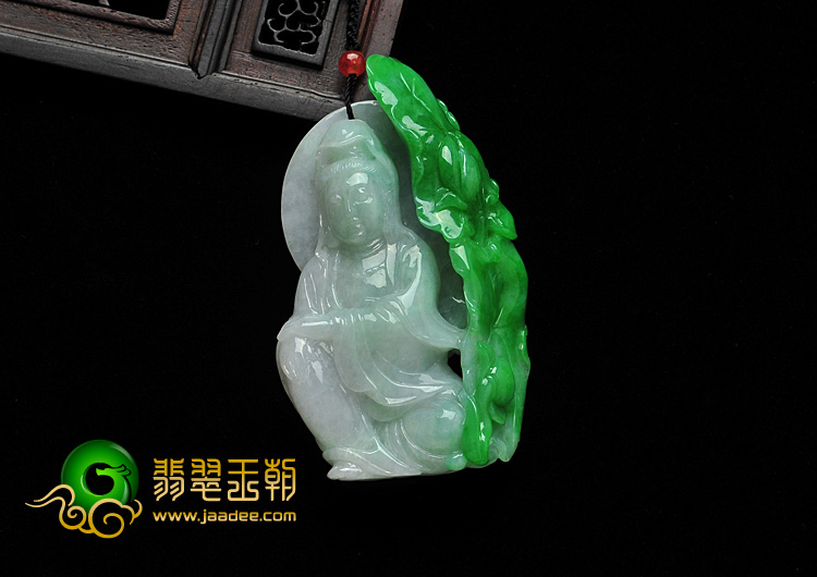 糯冰种阳绿缅甸翡翠众宝观音挂件