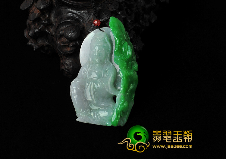 糯冰种阳绿缅甸翡翠众宝观音挂件
