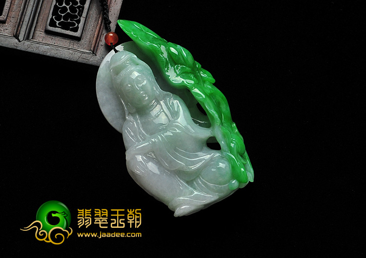 糯冰种阳绿缅甸翡翠众宝观音挂件