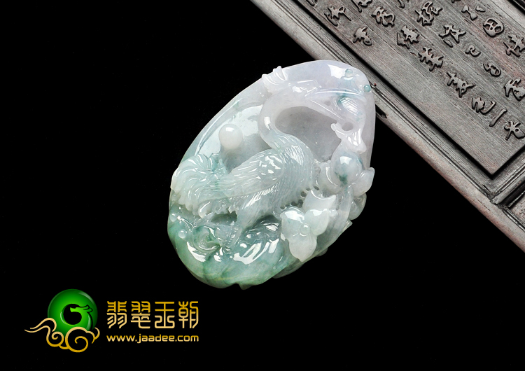 糯冰种飘花缅甸翡翠一路连科挂件