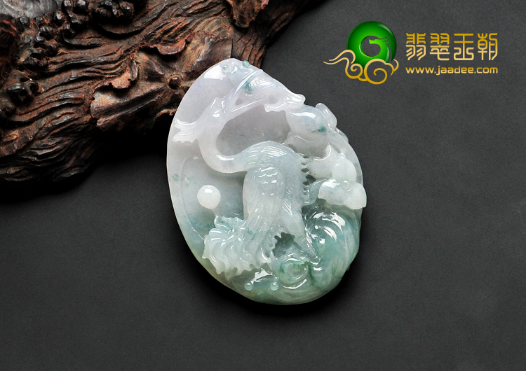 糯冰种飘花缅甸翡翠一路连科挂件
