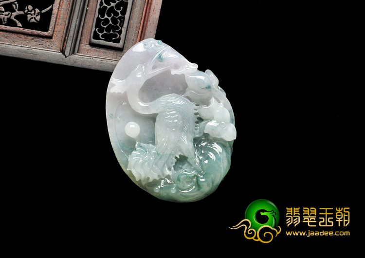 糯冰种飘花缅甸翡翠一路连科挂件