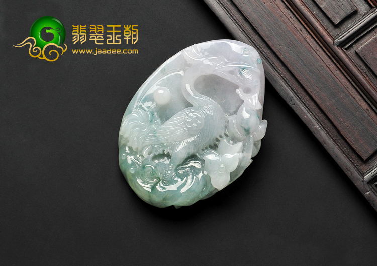 糯冰种飘花缅甸翡翠一路连科挂件