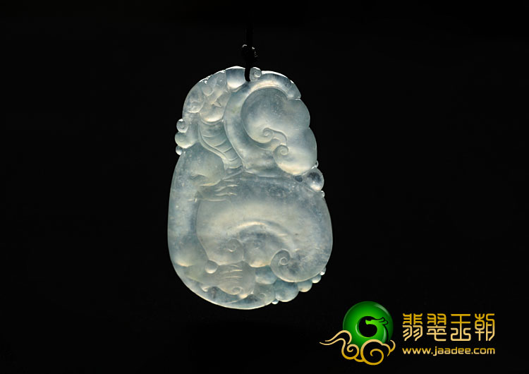 冰玻种晴水缅甸翡翠龙门如意挂件