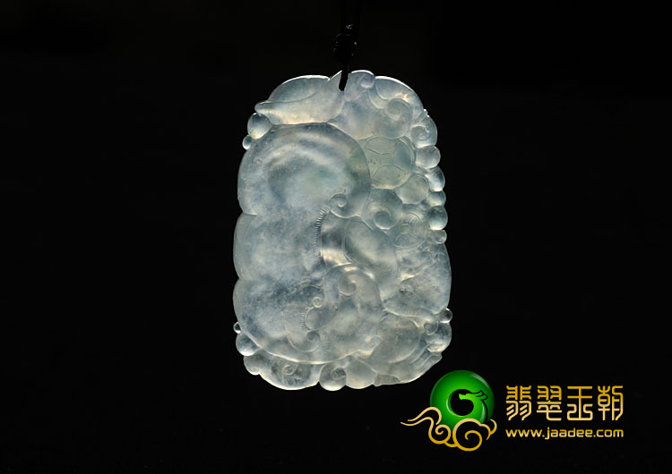 冰玻种晴水缅甸翡翠龙行如意挂件
