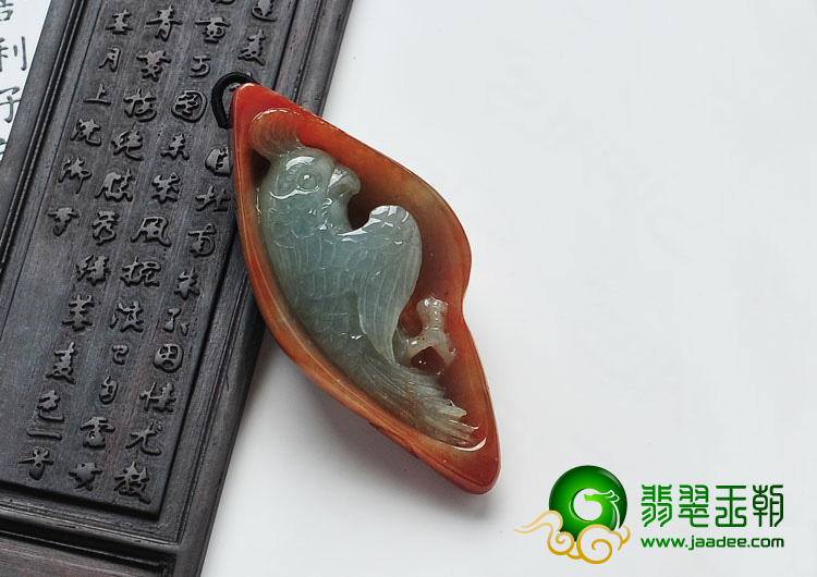 糯冰种红黄翡晴水缅甸翡翠英明神武挂件