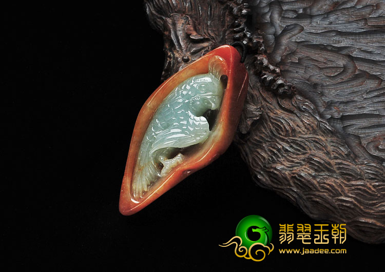 糯冰种红黄翡晴水缅甸翡翠英明神武挂件