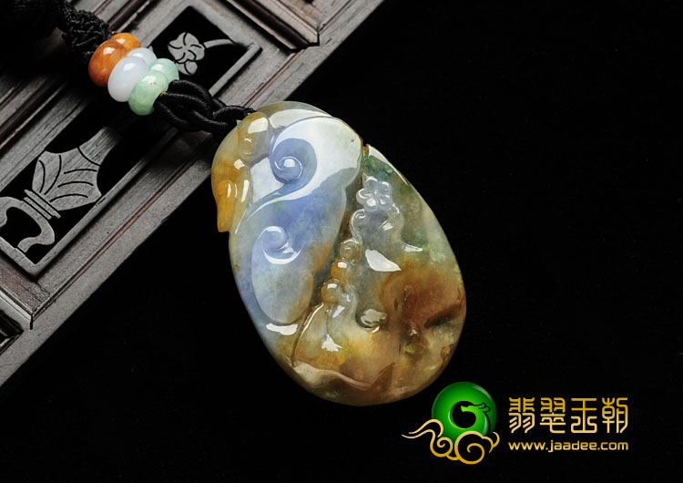 糯冰种紫罗兰飘花黄翡缅甸翡翠喜上眉梢挂件