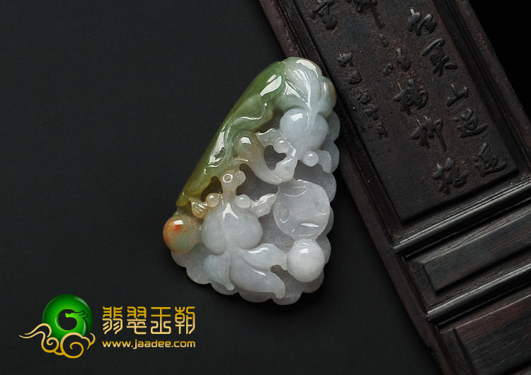 糯冰种三彩缅甸翡翠金玉满堂挂件