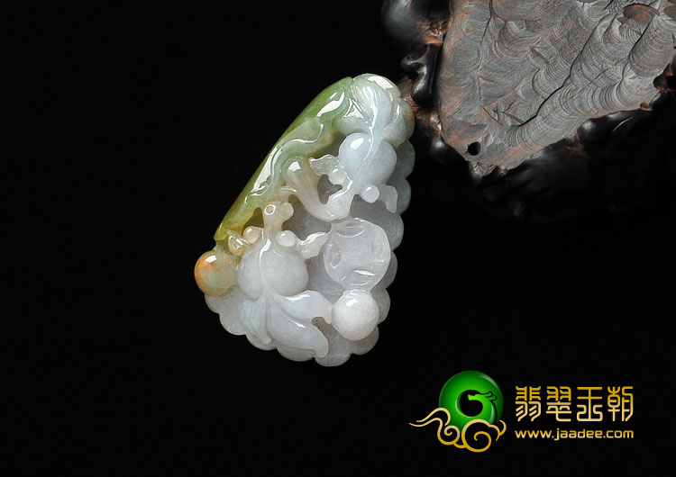 糯冰种三彩缅甸翡翠金玉满堂挂件