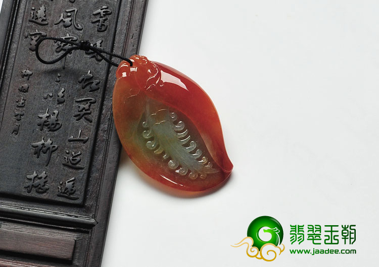 糯冰种红黄翡缅甸翡翠玉兰花挂件