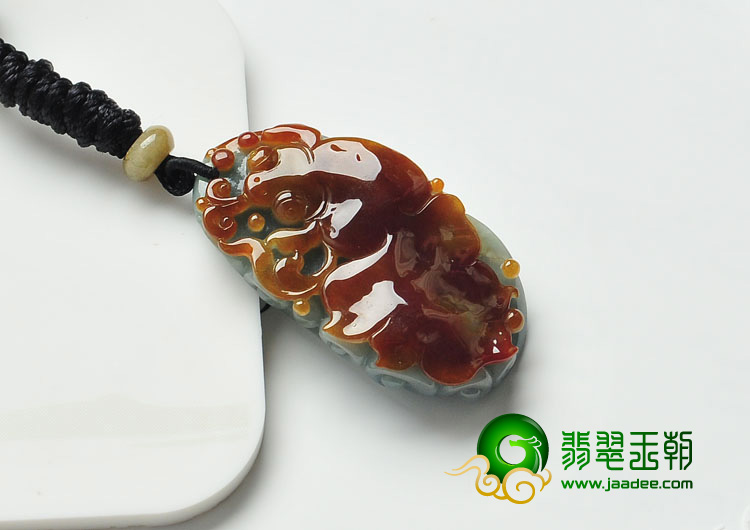 糯冰种晴水褐红翡缅甸翡翠金玉满堂挂件