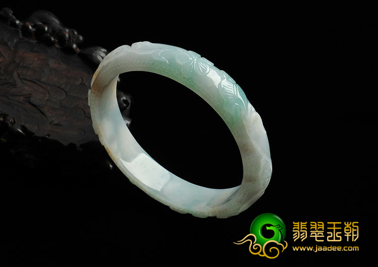 糯冰种晴水黄翡缅甸翡翠雕花臂镯（74mm）