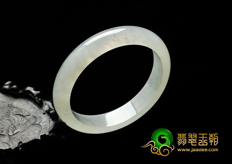 冰种略飘墨花缅甸翡翠手镯（56.4mm）
