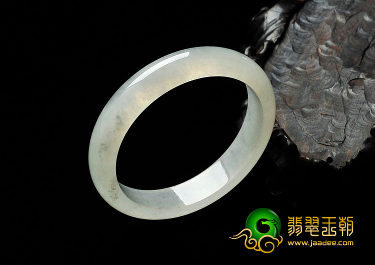 冰种略飘墨花缅甸翡翠手镯（56.4mm）
