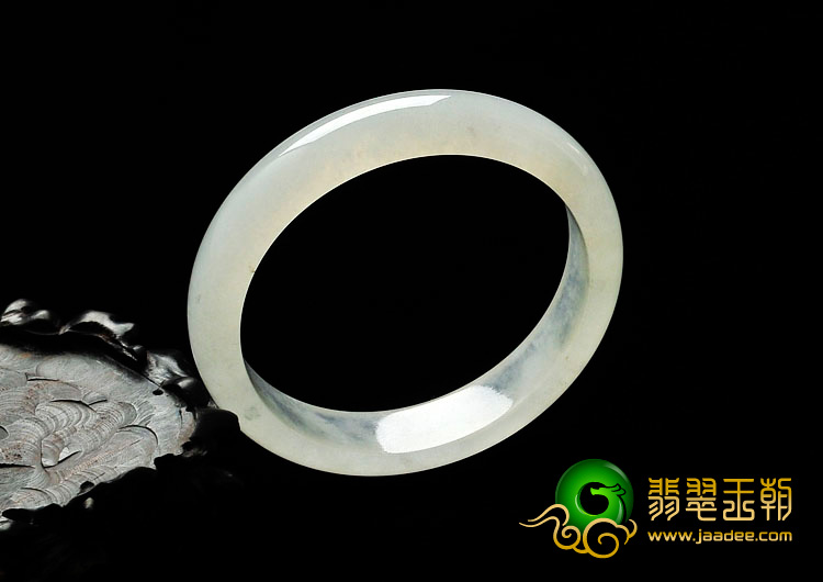 冰种略飘墨花缅甸翡翠手镯（56.4mm）