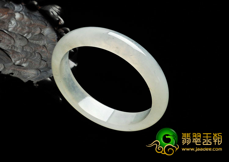 冰种略飘墨花缅甸翡翠手镯（56.4mm）