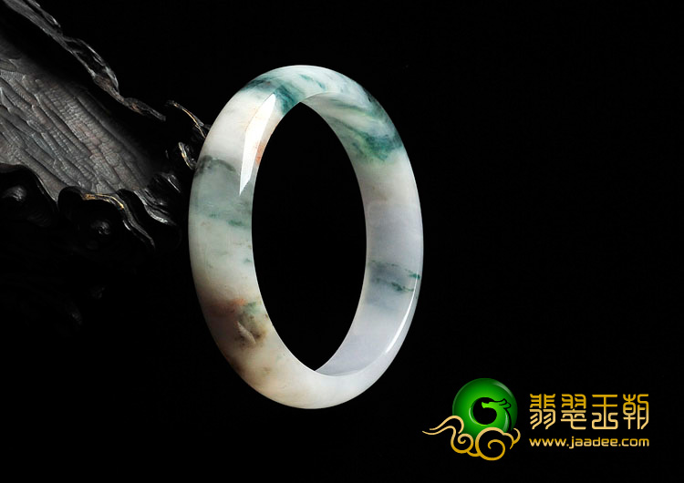糯冰种飘花缅甸翡翠手镯（55.4mm）