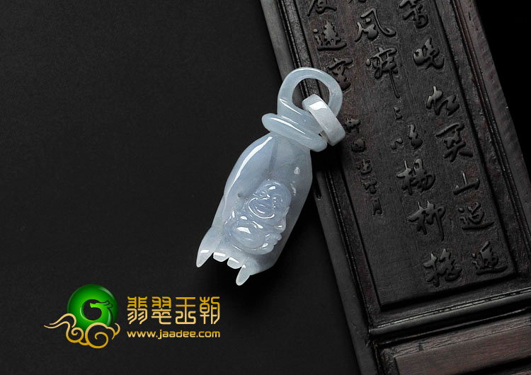 糯冰种紫罗兰缅甸翡翠如手执佛挂件