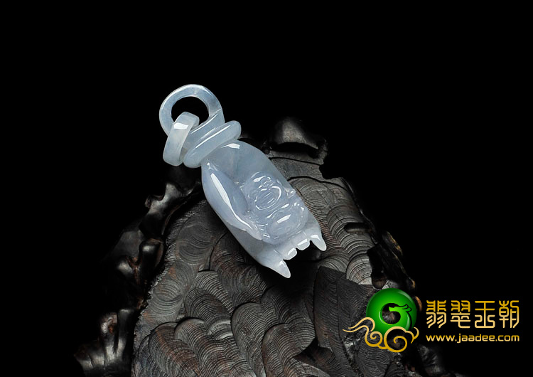 糯冰种紫罗兰缅甸翡翠如手执佛挂件