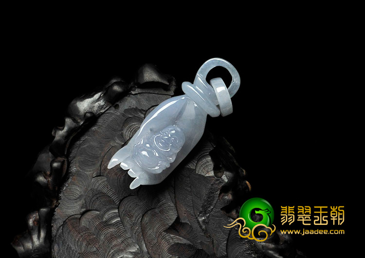 糯冰种紫罗兰缅甸翡翠如手执佛挂件
