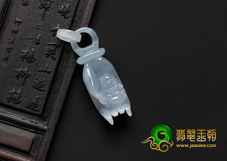 糯冰种紫罗兰缅甸翡翠如手执佛挂件