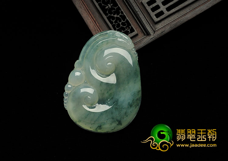 冰种飘花缅甸翡翠如意寿挂件