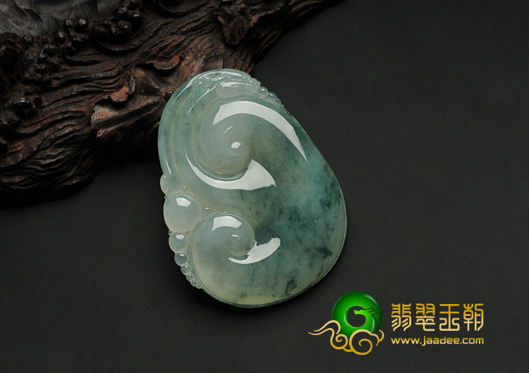 冰种飘花缅甸翡翠如意寿挂件