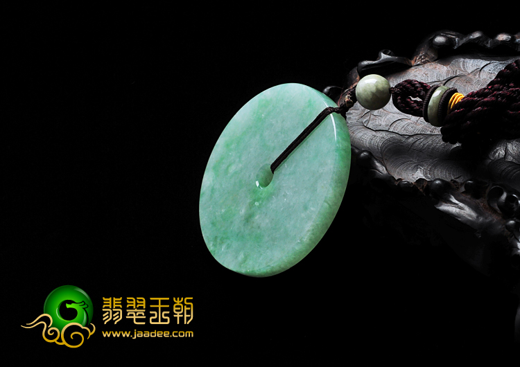 糯冰种飘翠缅甸翡翠平安扣挂件