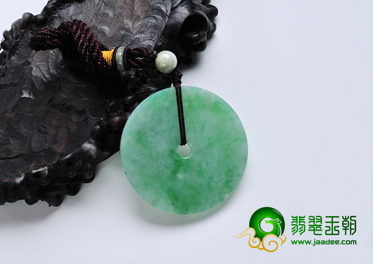 糯冰种飘翠缅甸翡翠平安扣挂件