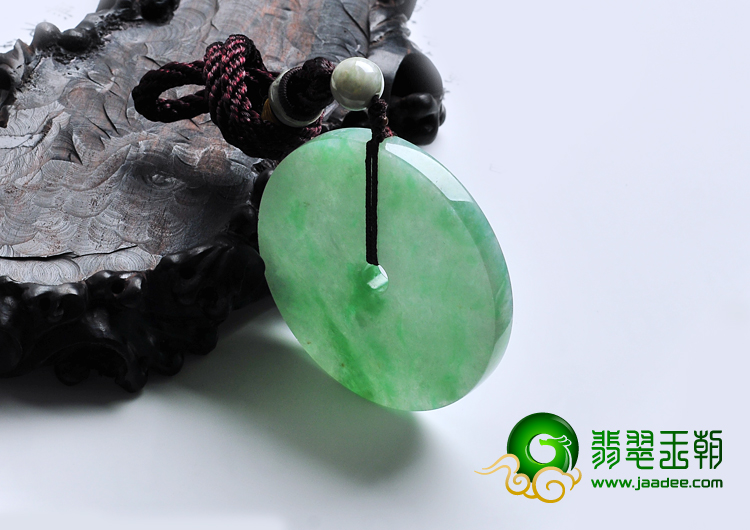 糯冰种飘翠缅甸翡翠平安扣挂件
