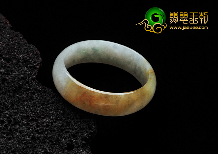 糯冰种黄翡缅甸翡翠手镯（55.4mm）