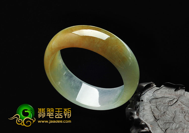冰种黄翡缅甸翡翠手镯（54.7mm）
