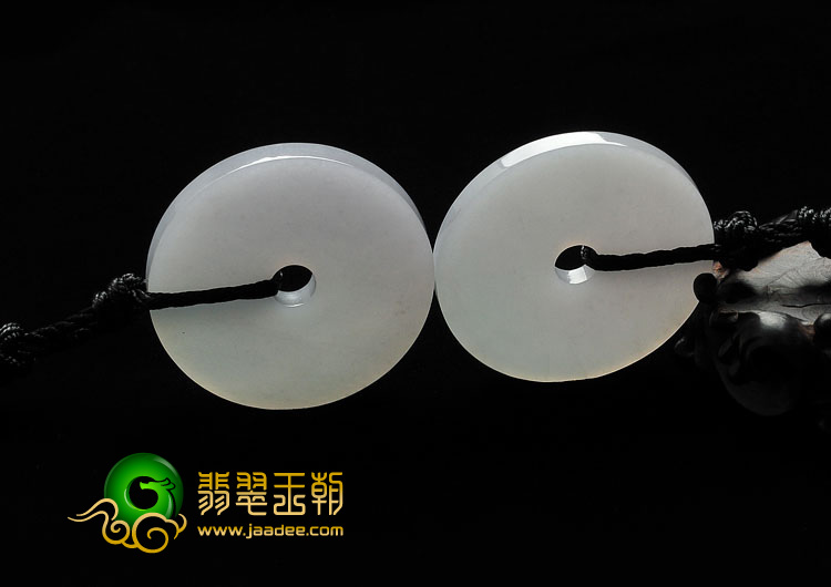 糯冰种晴水缅甸翡翠A货平安扣挂件（一对）