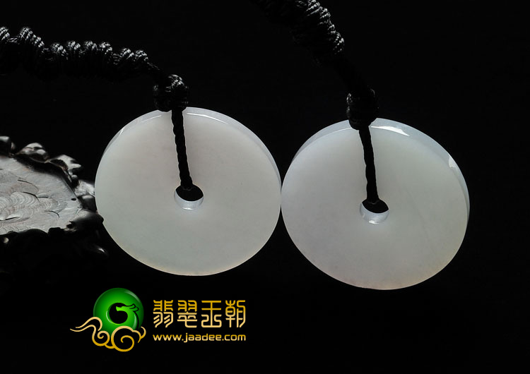 糯冰种晴水缅甸翡翠A货平安扣挂件（一对）