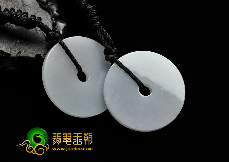 糯冰种晴水缅甸翡翠A货平安扣挂件（一对）