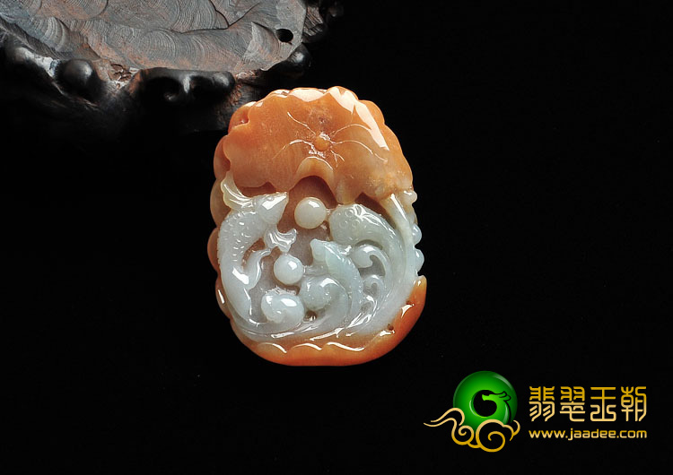 糯冰种红黄翡缅甸翡翠A货年年有余挂件