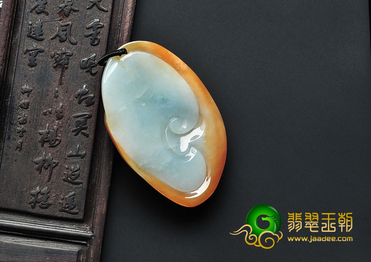 糯冰种褐红翡缅甸翡翠A货鸟语花香挂件