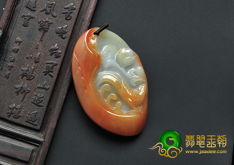 糯冰种褐红翡缅甸翡翠A货鸟语花香挂件