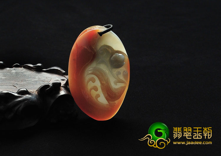 糯冰种褐红翡缅甸翡翠A货鸟语花香挂件